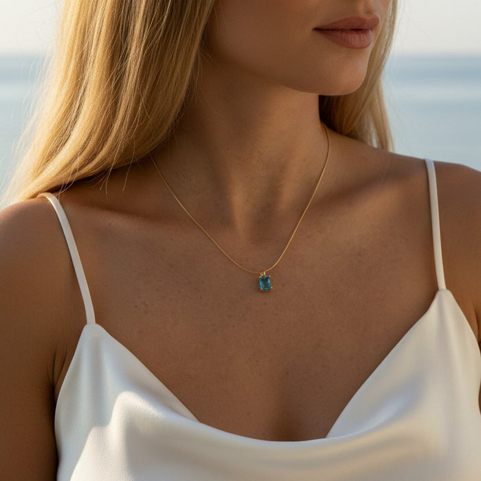 LUMIÉRE | Náhrdelník se zirkonem Sea blue