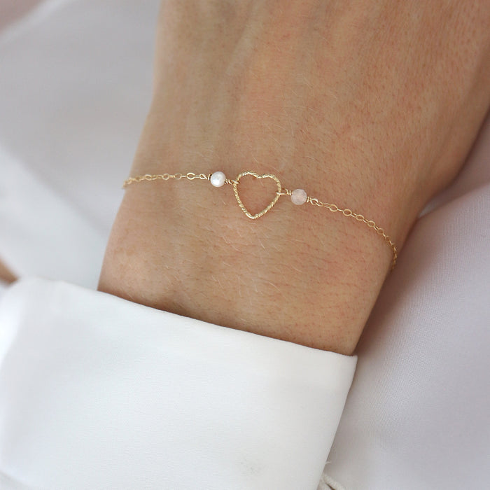 AMORE | Náramek s perlou a růženínem
